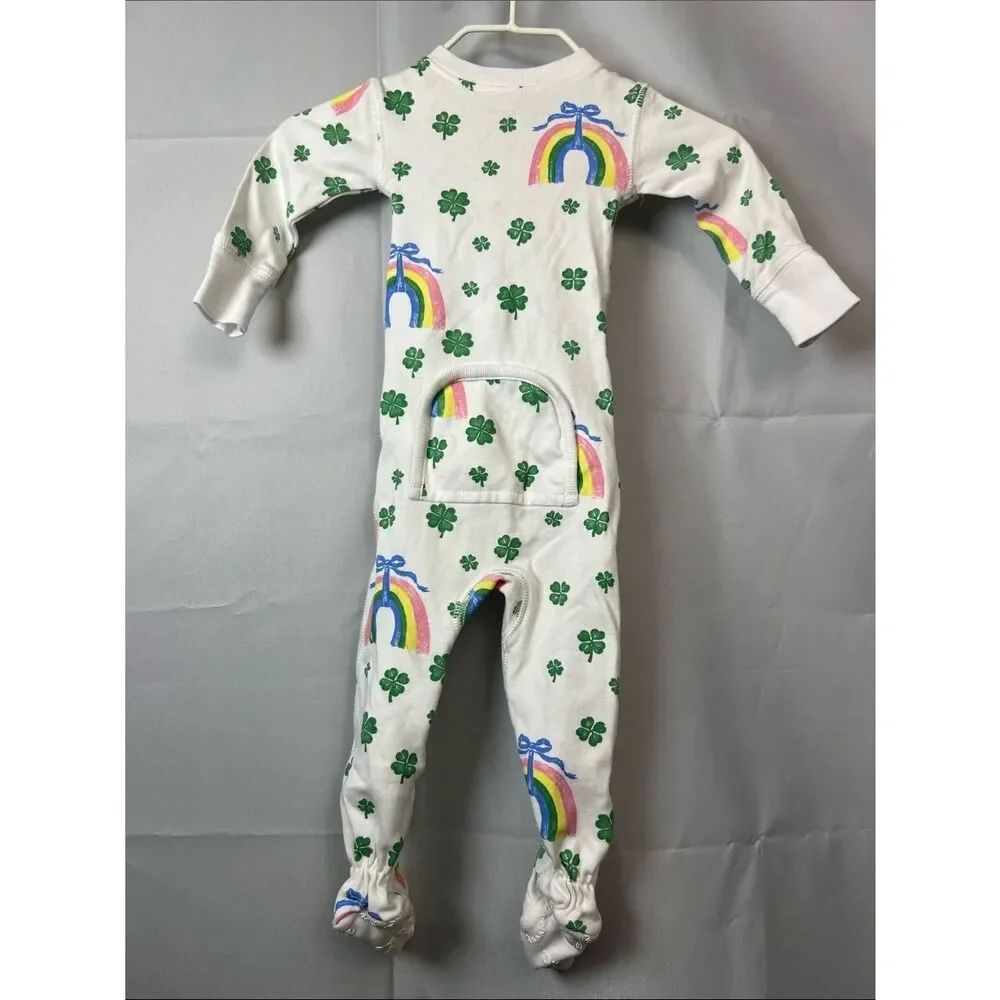 The Beaufort Bonnet Company shamrock bows and rainbows print footie NWOT o/3 m